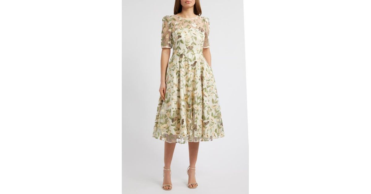 Floral Midi Dress Eliza J Yellow Floral Dress Eliza J Embroidered