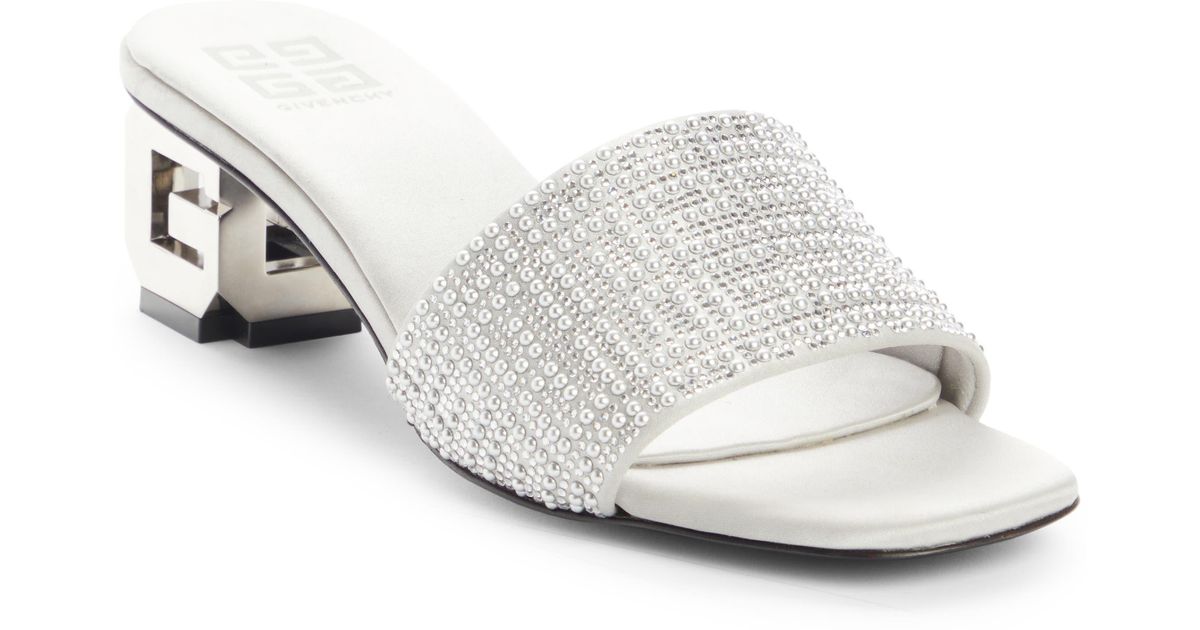 Givenchy G-cube Embellished Slide Sandal in White | Lyst