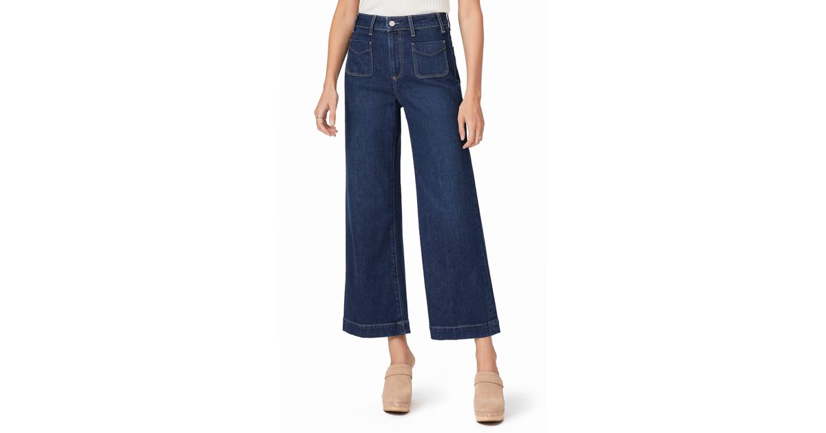 PAIGE Anessa Patch Pocket High Waist Ankle Wide Leg Jeans in Blue | Lyst