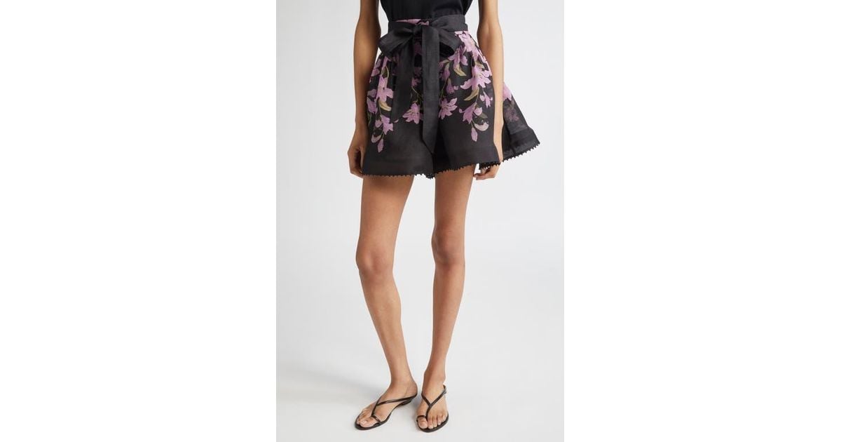 Zimmermann Dawning Beaded Tucked Shorts in Black | Lyst