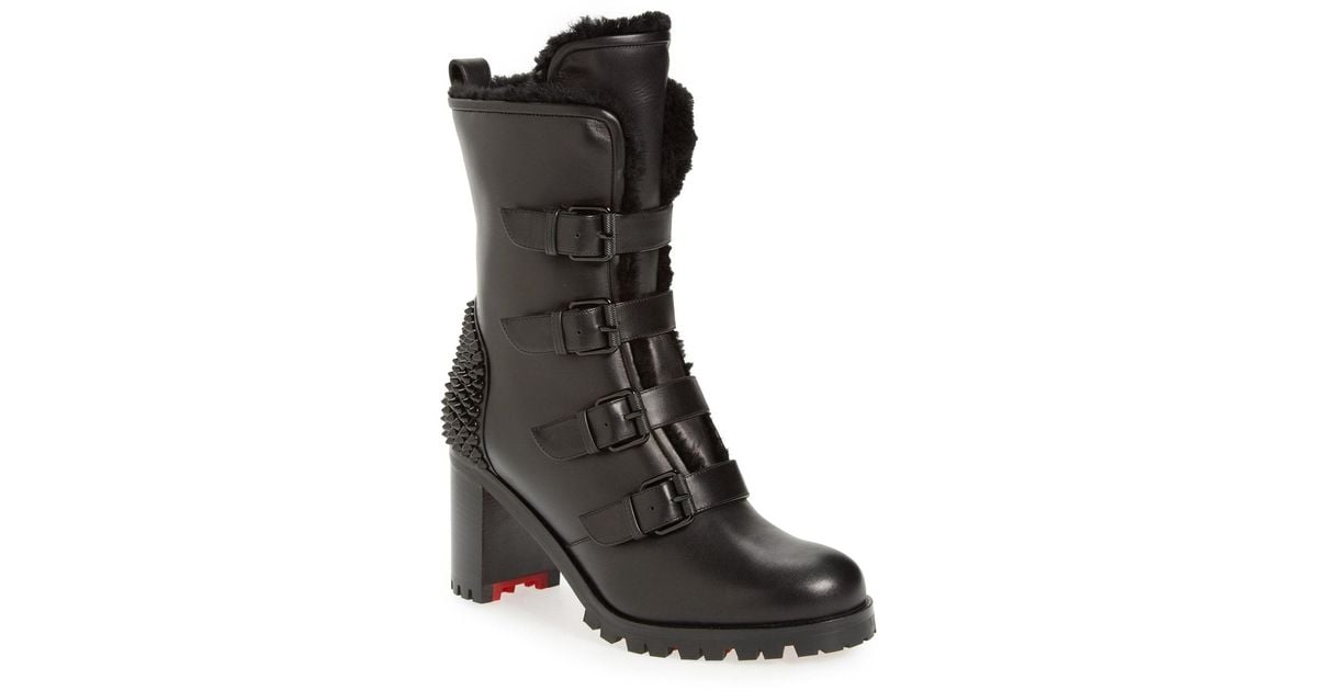 louboutin studded buckle boots