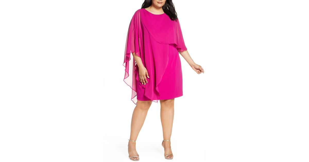 eliza j chiffon cape cocktail dress