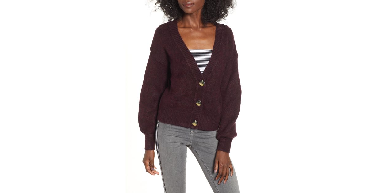 horn button crop cardigan
