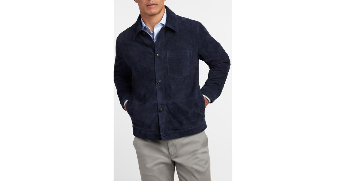 David Donahue City Suede Jacket in Blue for Men | Lyst