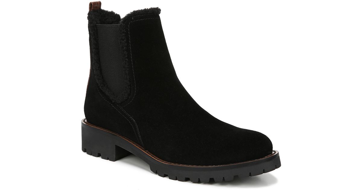 Sam Edelman Jaclyn Waterproof Chelsea Bootie in Black Suede (Black) - Lyst