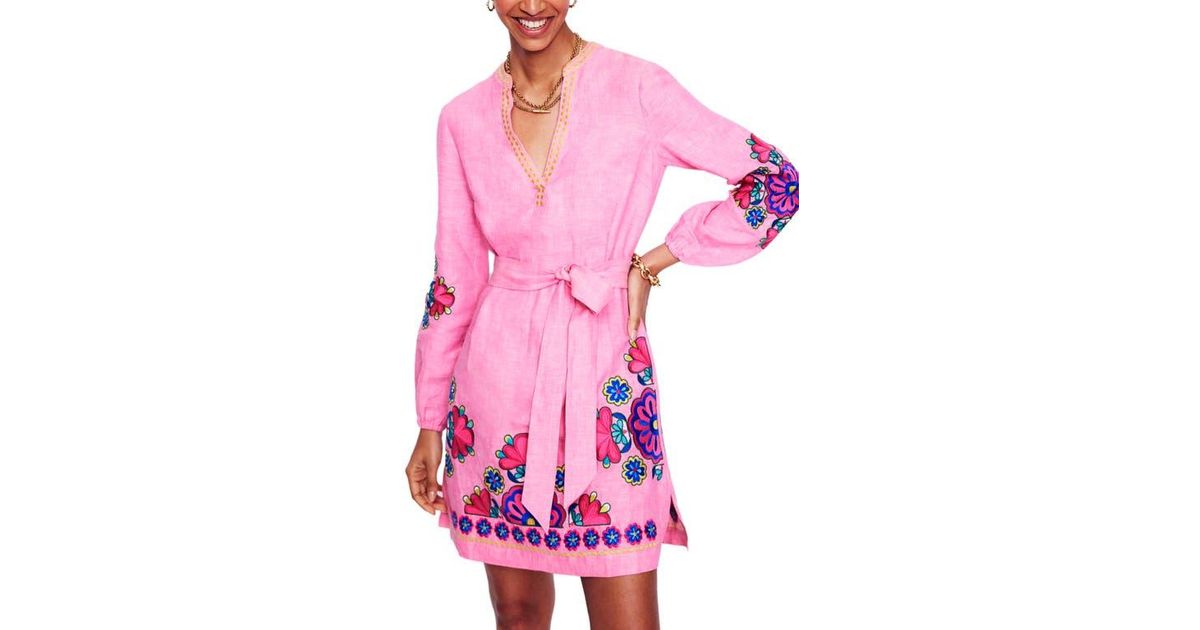 Boden Cleo Linen Tie Waist Dress Online Sale