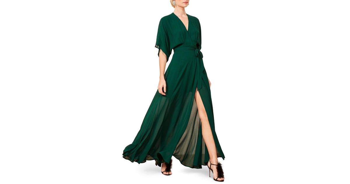 Reformation Chiffon Winslow Maxi Dress in Emerald (Green) - Lyst