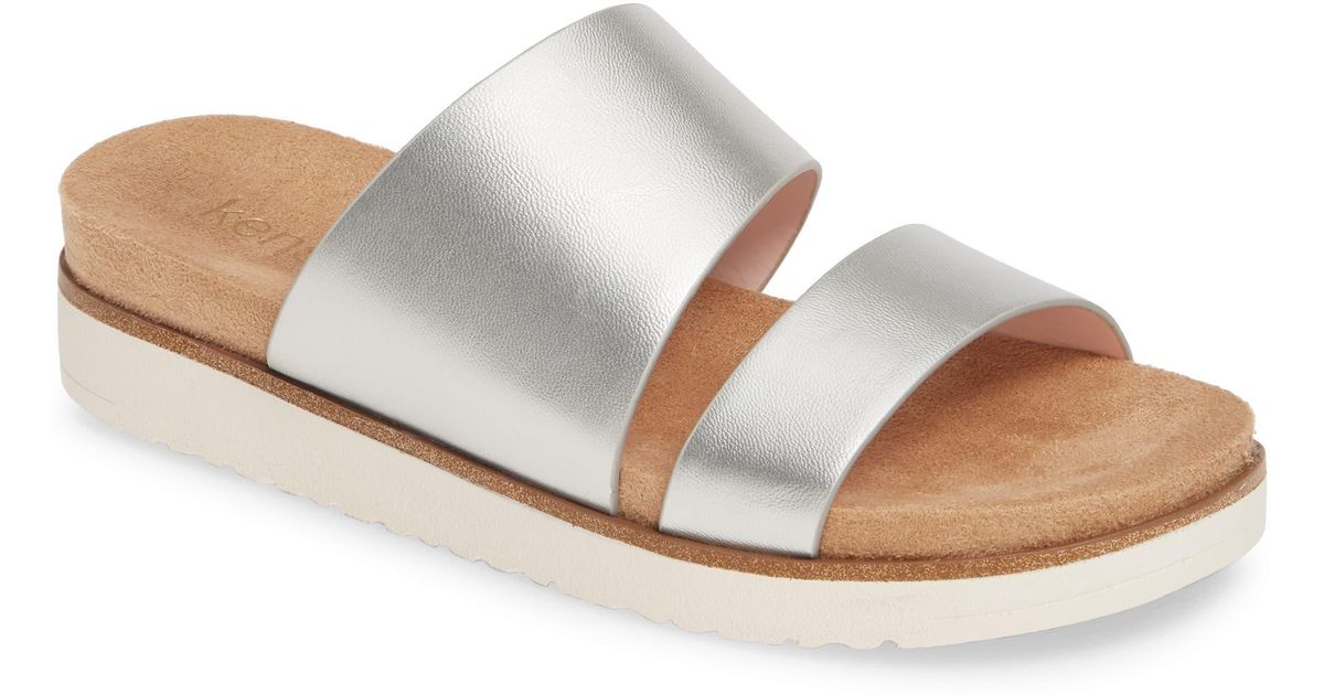 Kensie Danesha Slide Sandal in Silver (Metallic) - Lyst