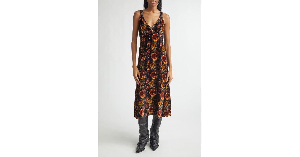 grunge midi dress R13 Floral Velvet in Purple newcult-promo