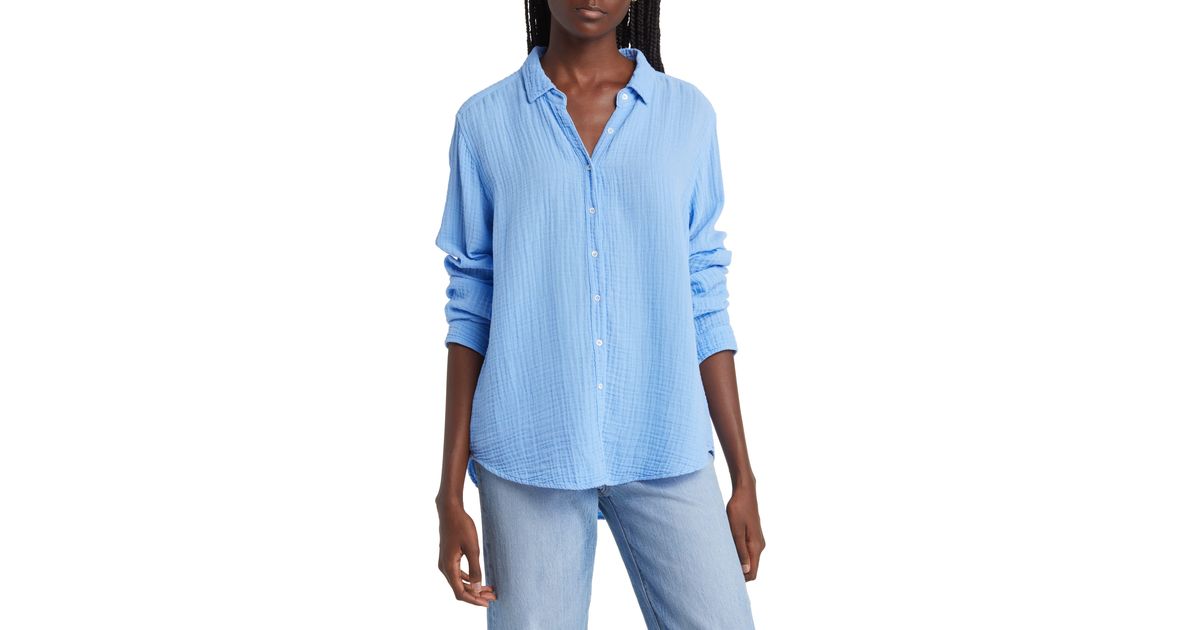 Xirena Xírena Scout Cotton Gauze Shirt in Blue Lyst