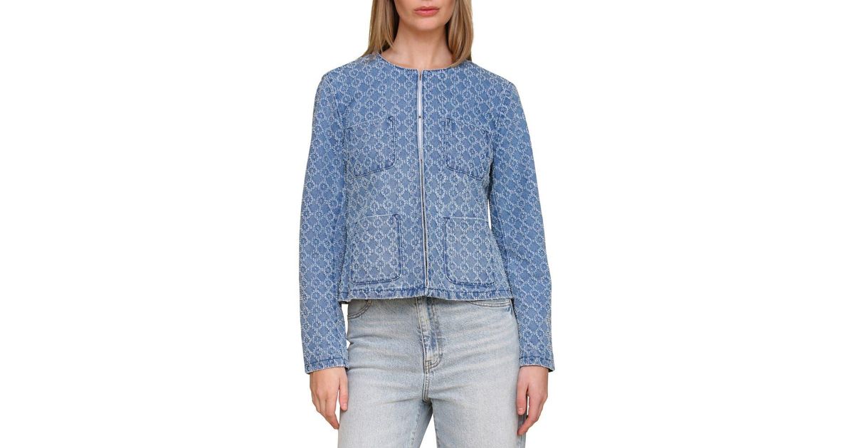 Bagatelle Textured Denim Jacket in Blue | Lyst