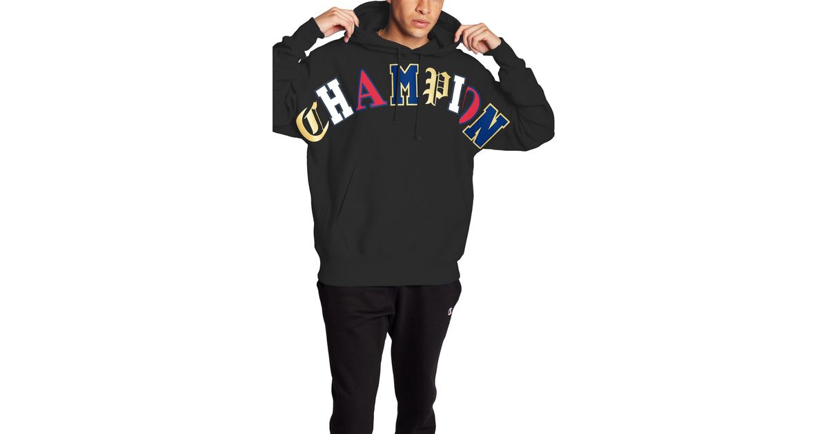 champion old english hoodie black