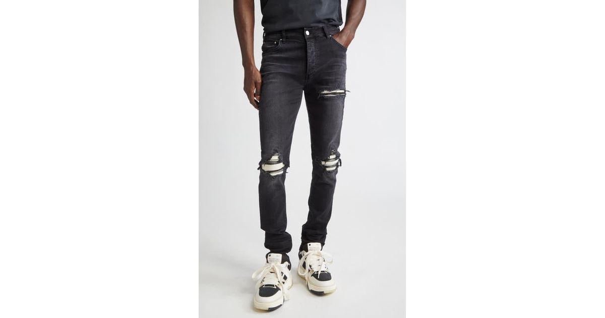 Amiri Mx1 Ultrasuede Patched Skinny Jeans in Blue for Men | Lyst