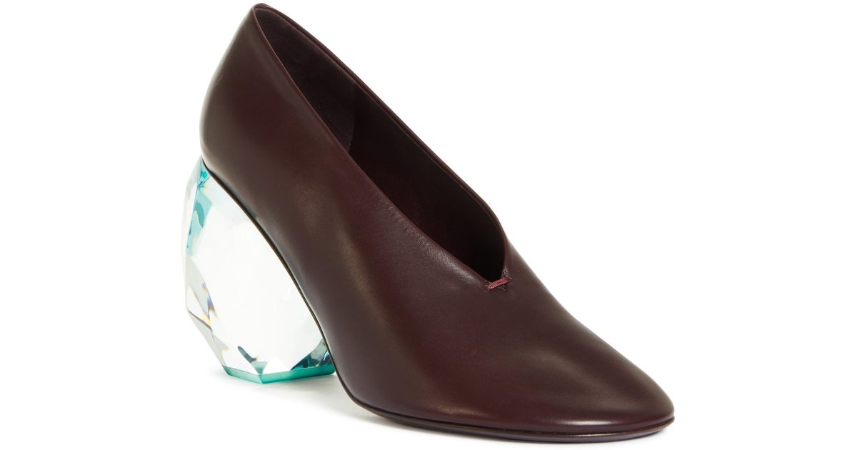 Jil Sander Jewel Heel Pump in Brown | Lyst