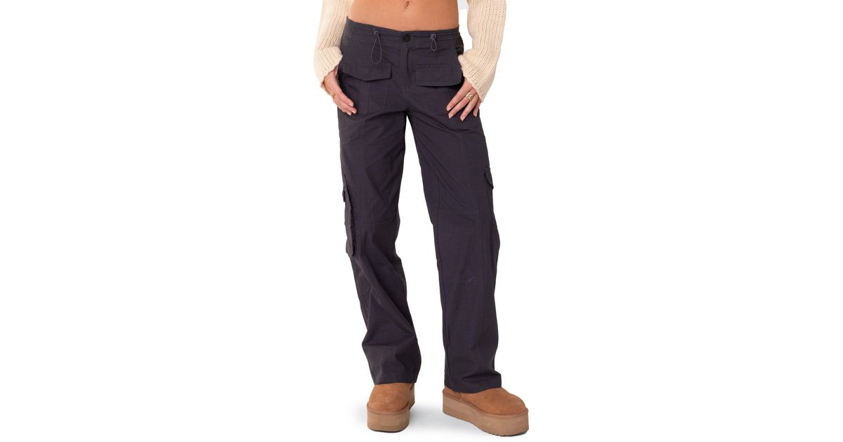 Edikted Zayla Low Rise Cargo Pants in Blue Lyst