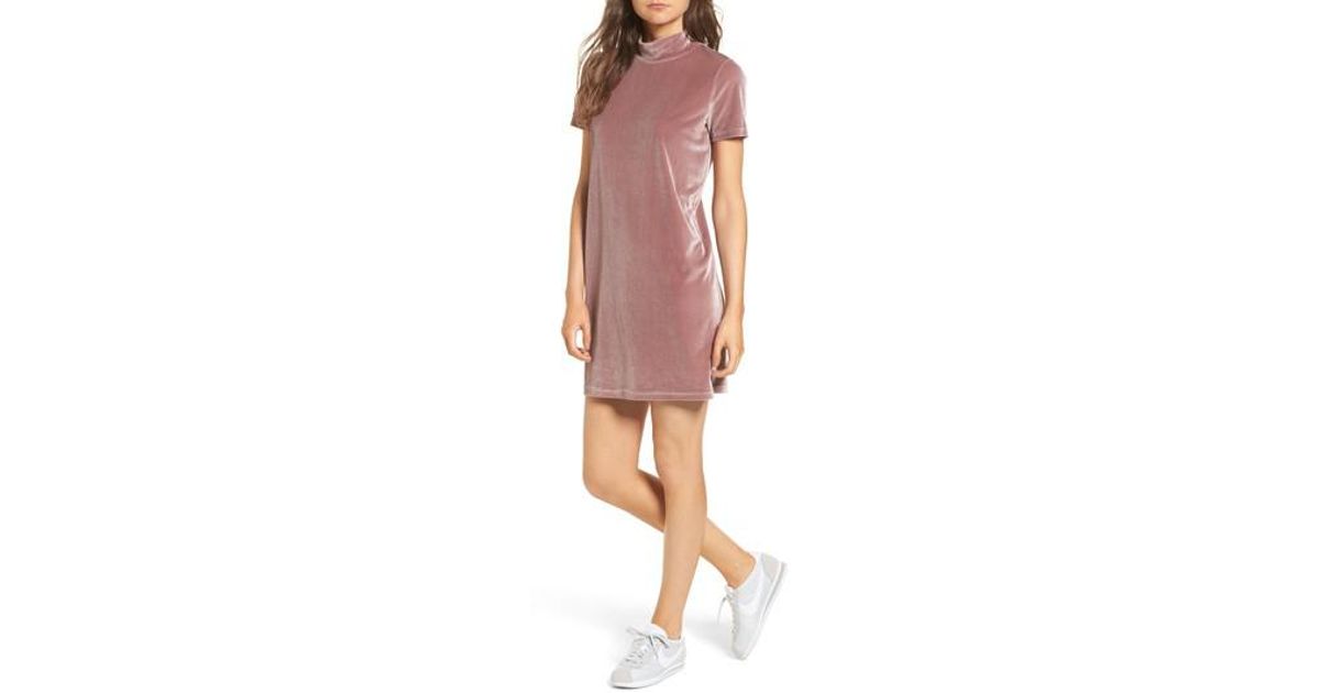 madewell crushed velvet mockneck dress