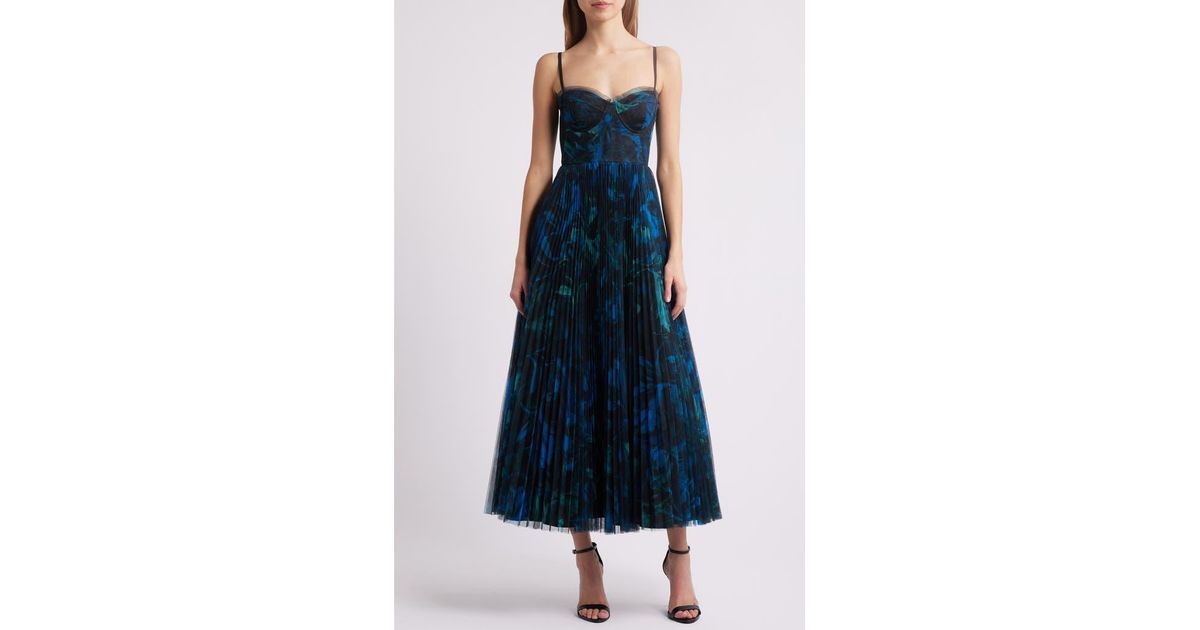 Hutch Corset Pleated Maxi Dress in Blue | Lyst