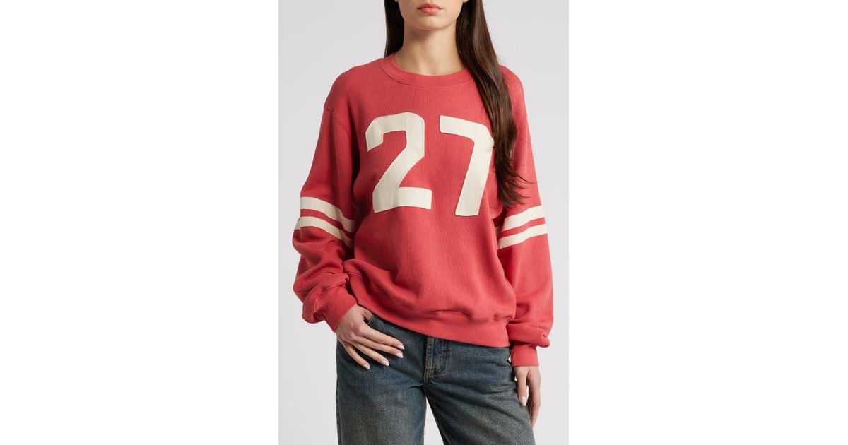 Daydreamer Cotton Blend Varsity Sweatshirt in Red Lyst