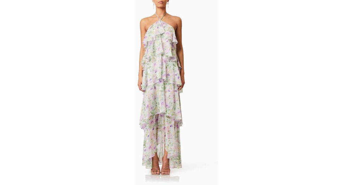 Elliatt Mirabelle Floral Tiered Georgette Halter Dress | Lyst