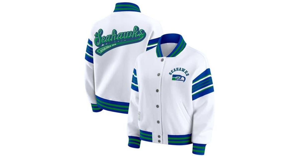 WEAR by Erin Andrews Seattle Seahawks Full-Snap Fleece Sweatshirt