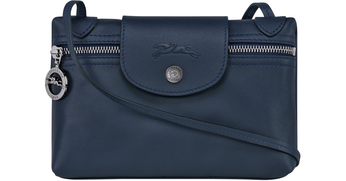 Longchamp Extra Small Le Pliage Leather Crossbody Bag in Blue Lyst