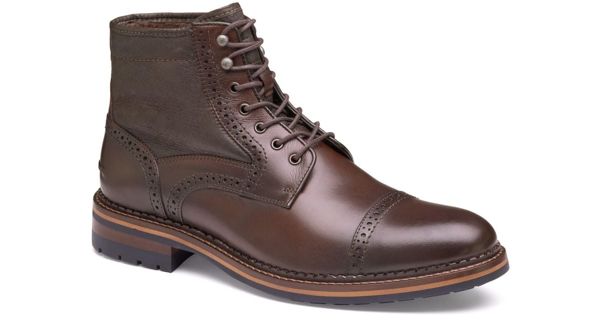 Johnston & Murphy Xc Flex Connelly Genuine Shearling Lined Laceup Leather Boot in Brown for Men