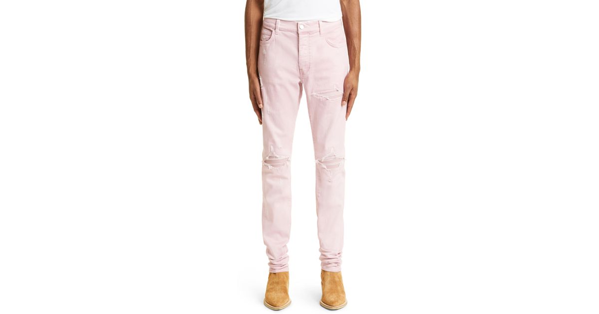 Amiri Mx1 Sprayed Stretch Denim Skinny Jeans in Pink for Men | Lyst