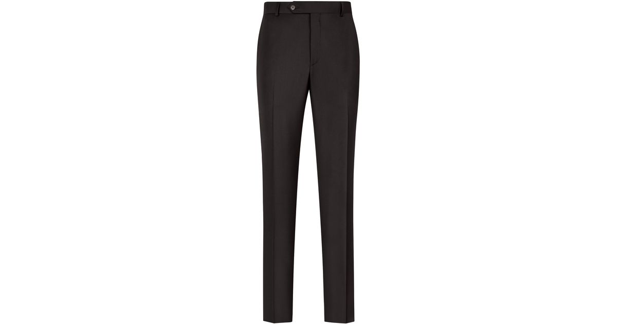 Samuelsohn Flat Front Wool Pants in Black for Men | Lyst