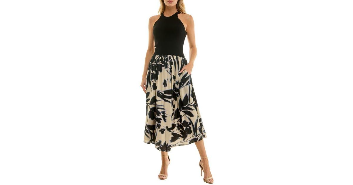 fit and flare vs a line dress Donna Karan Women's Cap Sleeve Midi A-Line Dress in Black main image 1