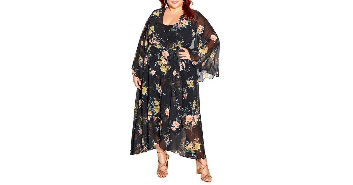 City Chic Fleetwood Wrap Maxi Dress in Black | Lyst