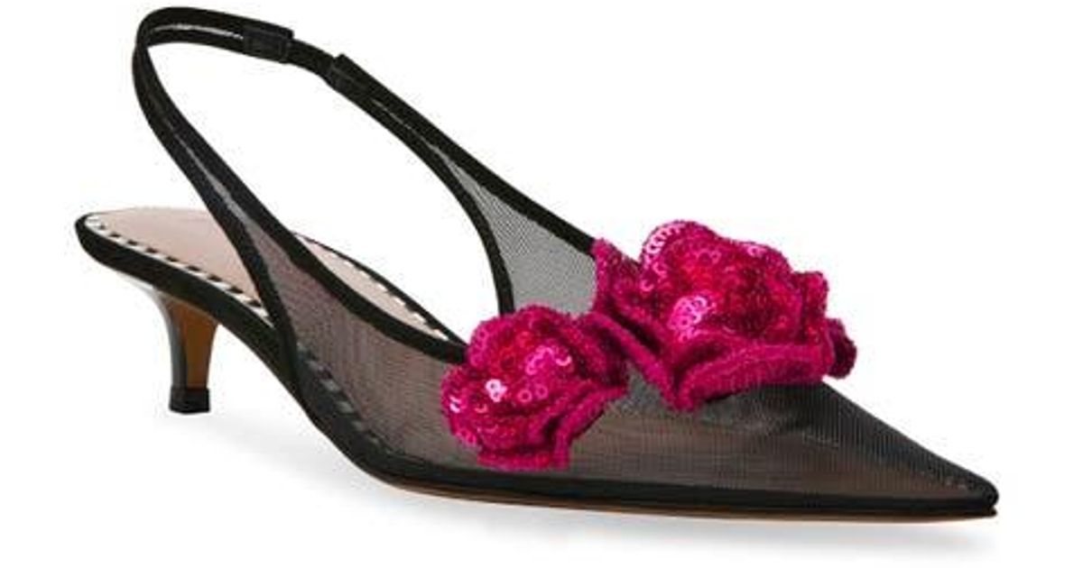 Betsey Johnson Aurorra Slingback Pointed Toe Kitten Heel Pump | Lyst