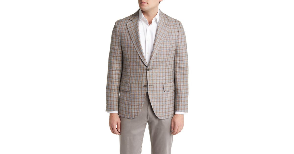 Peter Millar Tailored Fit Plaid Sport Coat in Gray for Men | Lyst