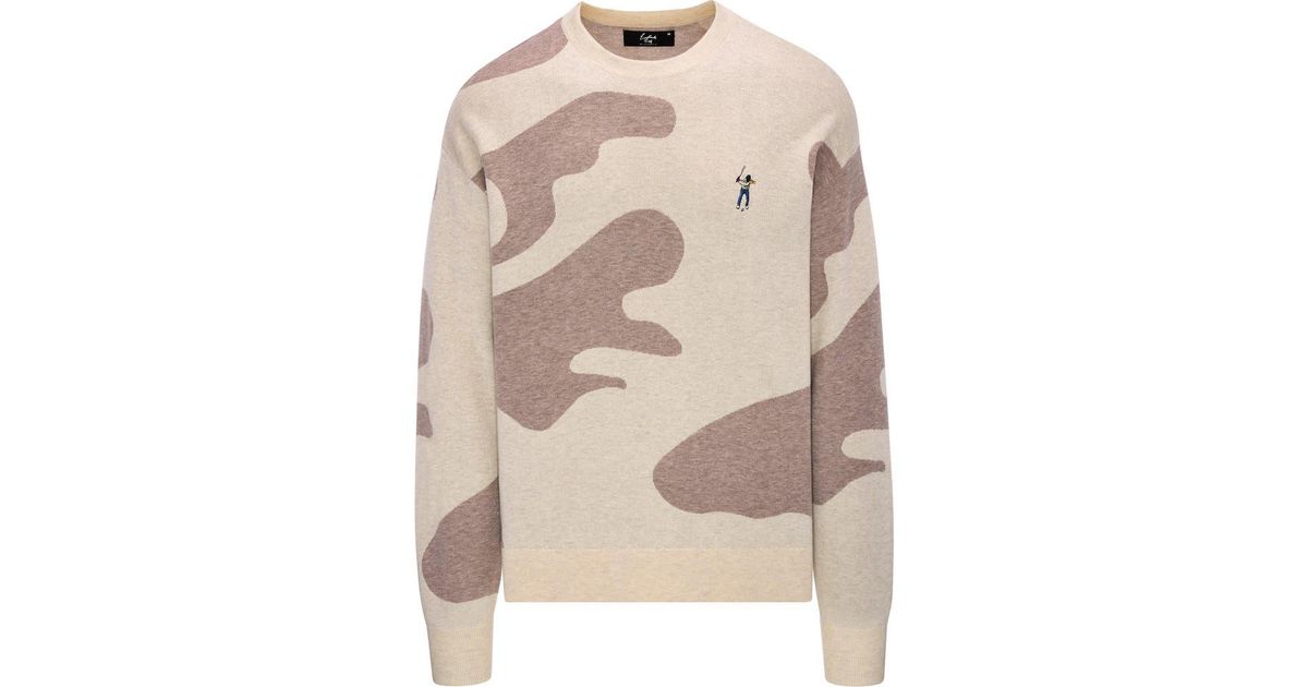 EASTSIDE GOLF Camo Crewneck Golf Sweater in Natural for Men | Lyst