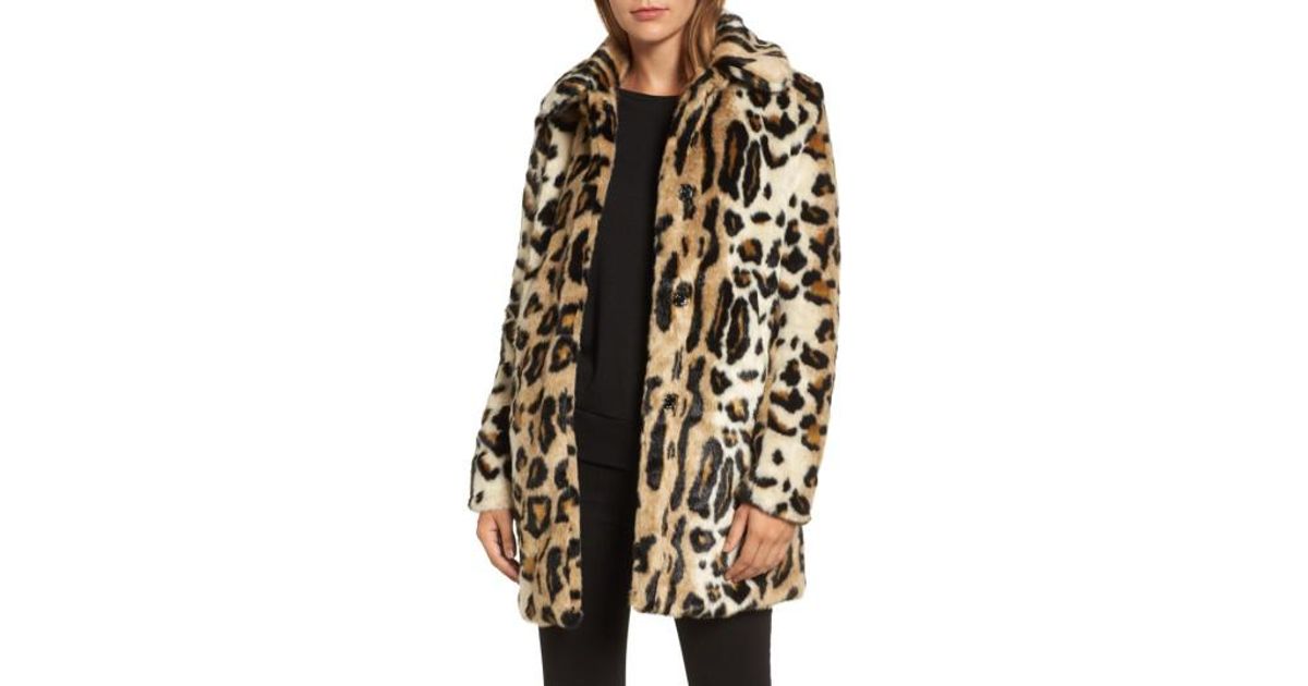 kensie leopard wool coat