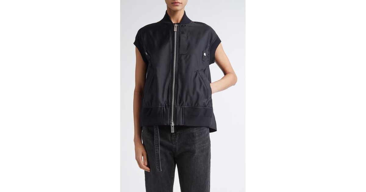 ■sacai■サカイ■Short Sleeve Nylon Twill Bomber Jacket■ Sacai Nylon Twill Short Sleeve Bomber Jacket | Nordstrom