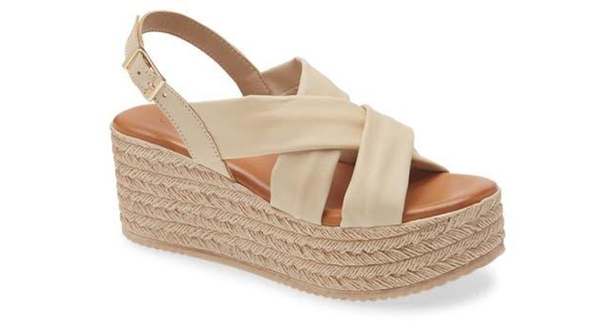 Cordani Bennie Slingback Espadrille Platform Wedge Sandal in Natural | Lyst