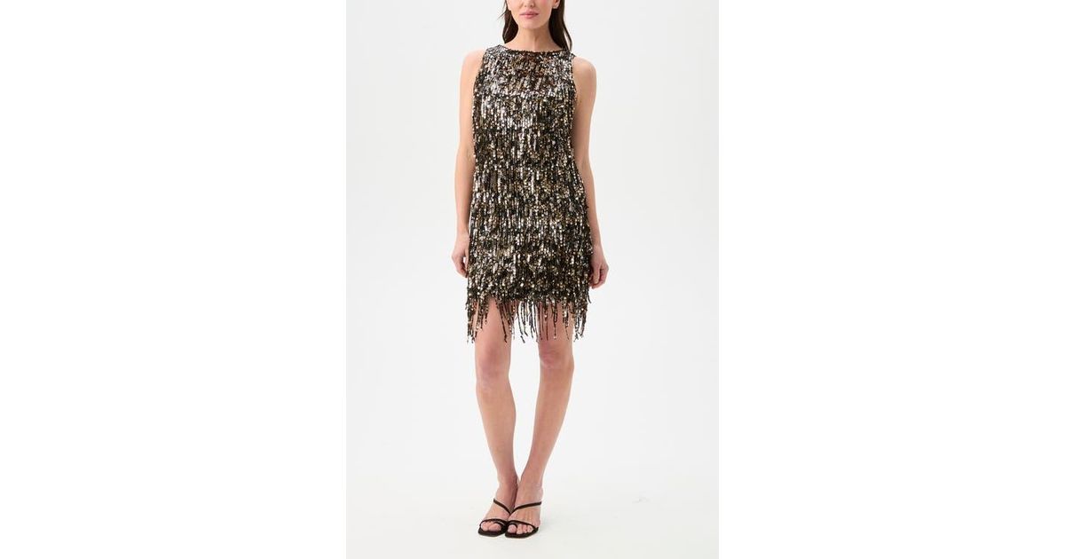 trina turk black and gold dress Chorus Drape Back Dress