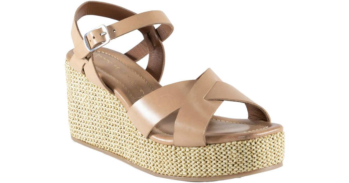 Band Of The Free Antares Wedge Strappy Sandal in Natural | Lyst