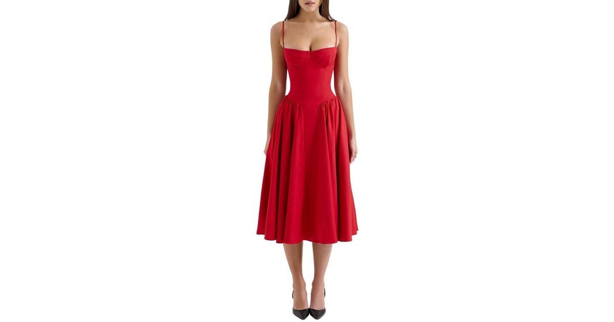 House Of Cb Samaria Fit & Flare Midi Cocktail Dress in Red | Lyst