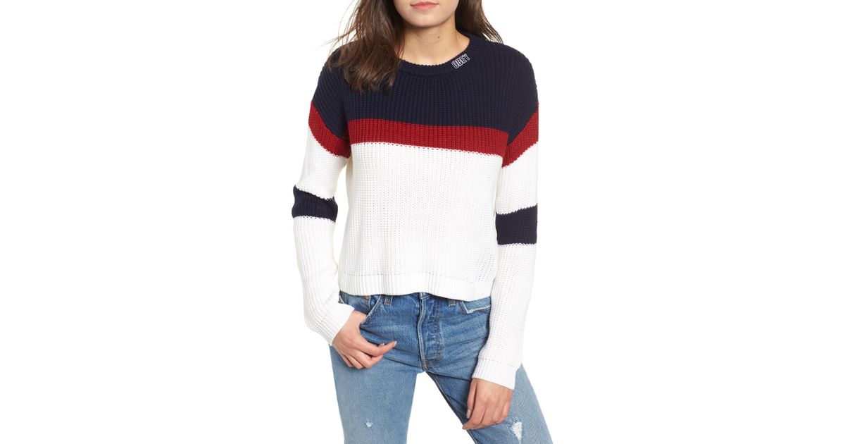 Obey Womens Allie Striped Crewneck Sweater