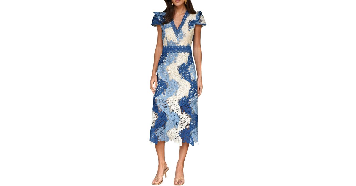 Adelyn Rae Adeline Palm Lace Midi Dress in Blue | Lyst Adelyn Rae Adeline Palm Lace Midi Dress in Blue | Lyst