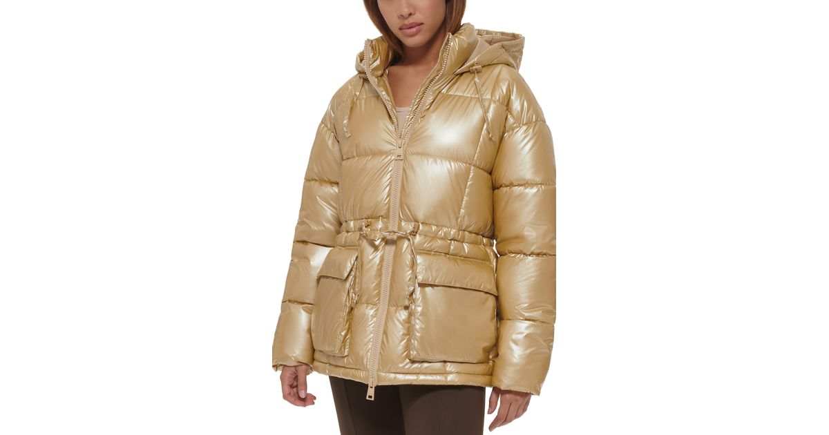Levi's Shiny Puffer Jacket in Natural | Lyst