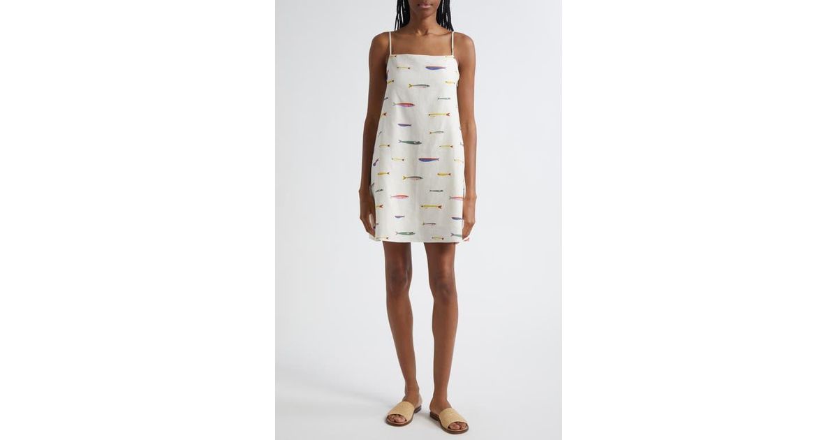 STAUD Laura Linen Minidress in White