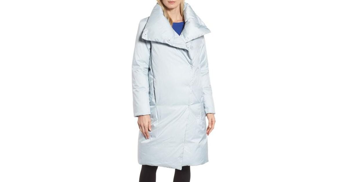 Donna Karan Dkny Water Resistant Twill Puffer Coat in Blue - Lyst