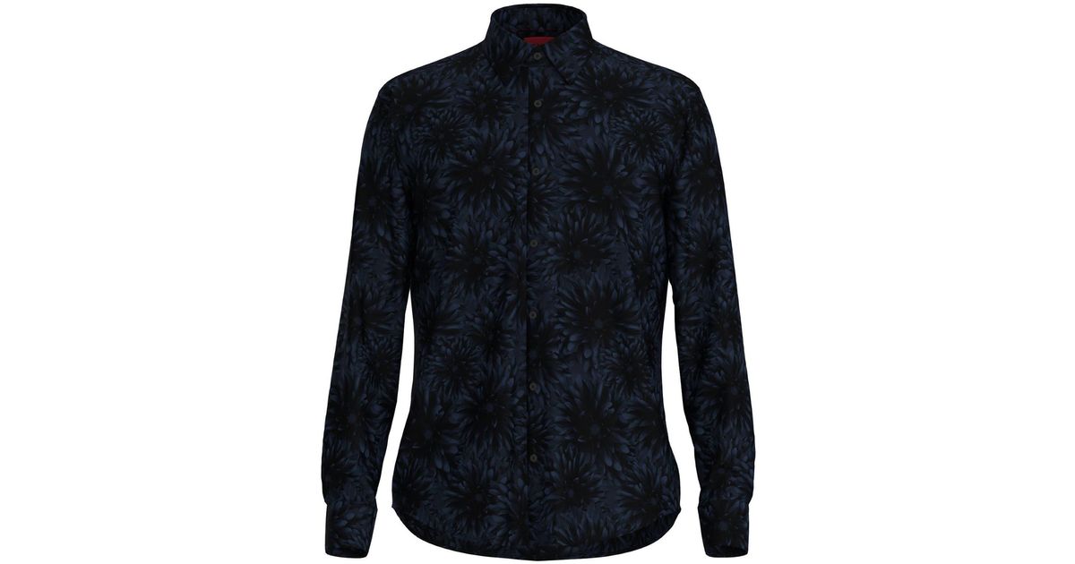 BOSS by HUGO BOSS Ermo Floral Cotton Buttonup Shirt in Blue for Men Lyst