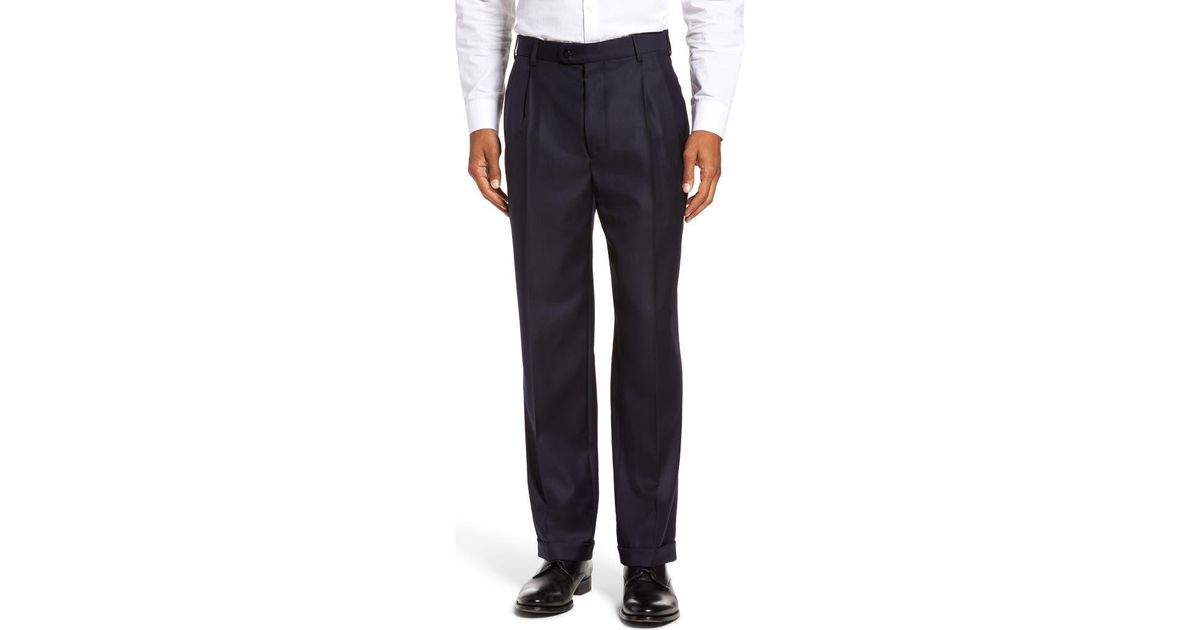 zanella pleated dress pants Bennett Double Pleated Super 120s Wool Serge Trouser in Light Beige (F