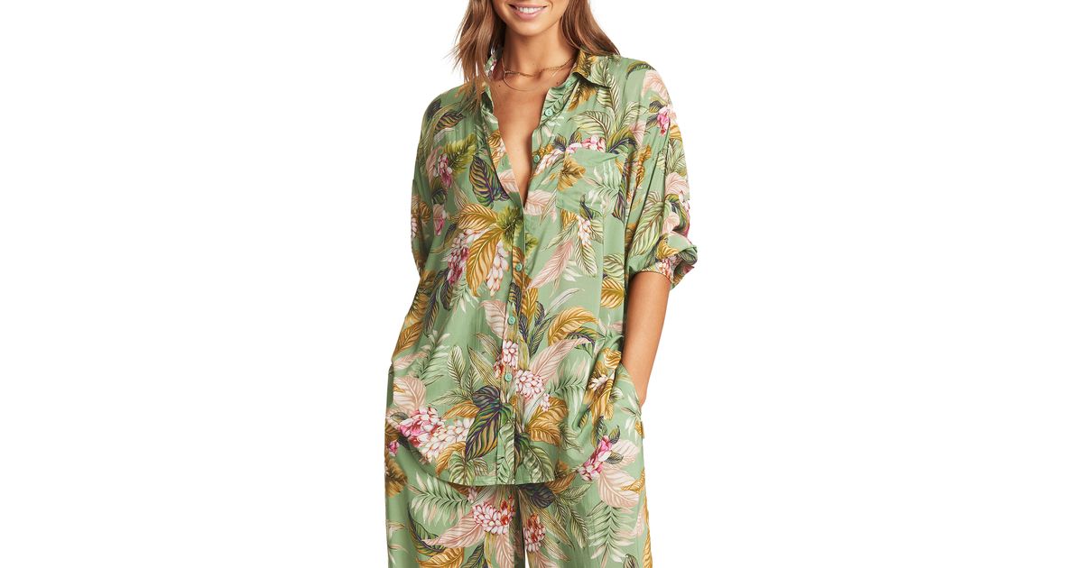 Sea Level Beach Coverup Shirt in Green Lyst