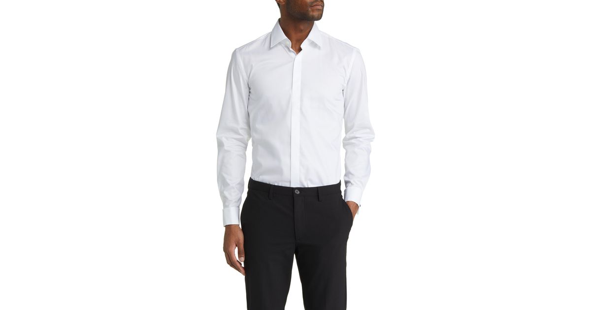 BOSS by HUGO BOSS Hank Slim Fit Easy Iron Tuxedo Shirt in White for Men