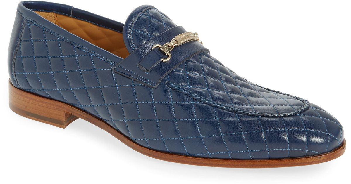 Mezlan Quilted Leather Bit Loafer in Blue for Men Lyst
