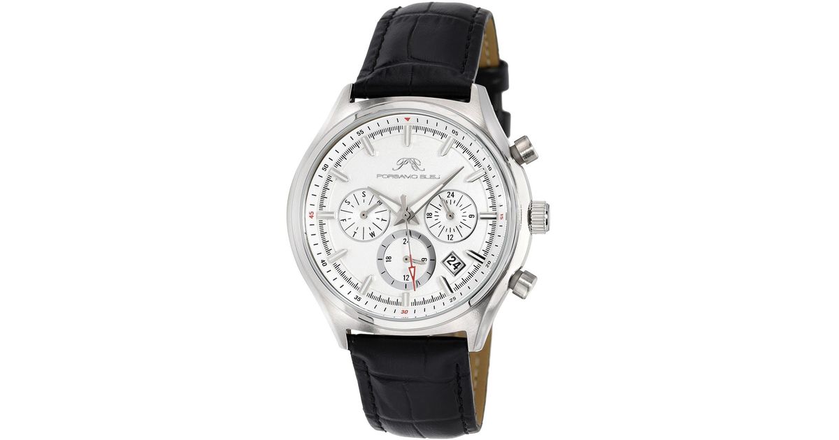 Porsamo Bleu Dylan Miyota Quartz Croc Embossed Leather Strap Watch in